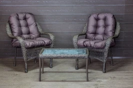 Садовый комплект из искусственного ротанга Мэдисон НЬЮ (Medison NEW) Balcony set с прямоугольным столиком с подушками на сиденье и спинку Садовый комплект из искусственного ротанга Мэдисон НЬЮ (Medison NEW) Balcony set с прямоугольным столиком с подушками на сиденье и спинку