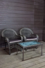 Садовый комплект из искусственного ротанга Мэдисон НЬЮ (Medison NEW) Balcony set с прямоугольным столиком с подушками на сиденье Садовый комплект из искусственного ротанга Мэдисон НЬЮ (Medison NEW) Balcony set с прямоугольным столиком с подушками на сиденье