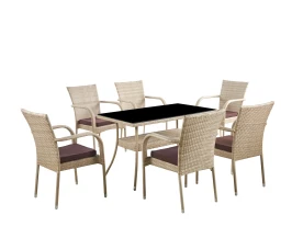 Комплект мебели из искусственного ротанг стол Рио и 6 кресел Милан Wood Комплект мебели из искусственного ротанг стол Рио и 6 кресел Милан Wood