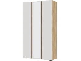 Шкаф «Хелен» ШК-02 3-х дверный с зеркалом, белый/дуб крафт золотой