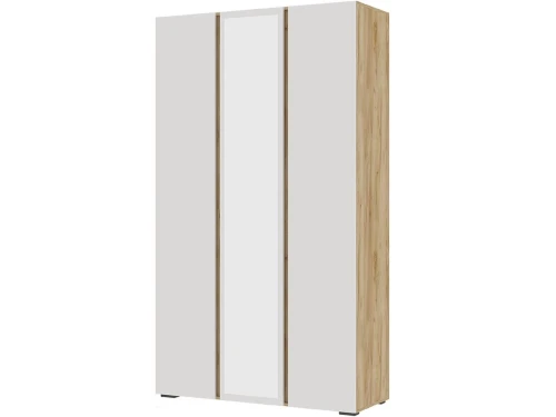 Шкаф «Хелен» ШК-02 3-х дверный с зеркалом, белый/дуб крафт золотой