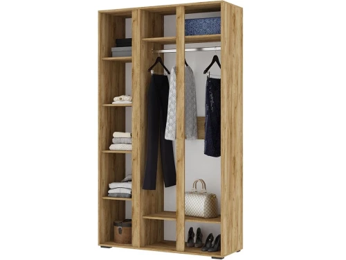 Шкаф «Хелен» ШК-02 3-х дверный с зеркалом, белый/дуб крафт золотой