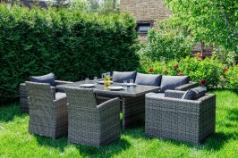 KARL PLUS обеденный комплект серого цвета искусственный ротанг