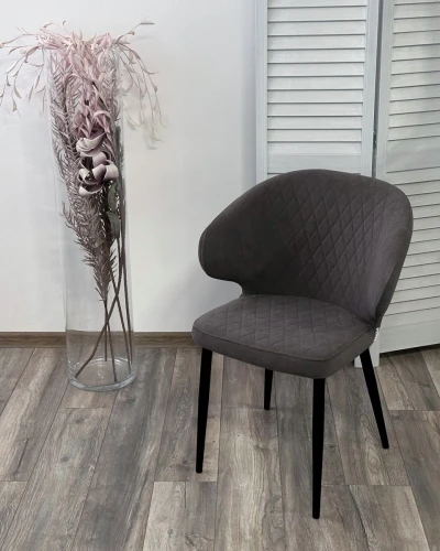 Стул ХИЛТОН, цвет B28 Темно-серый, велюр / черный каркас М-City