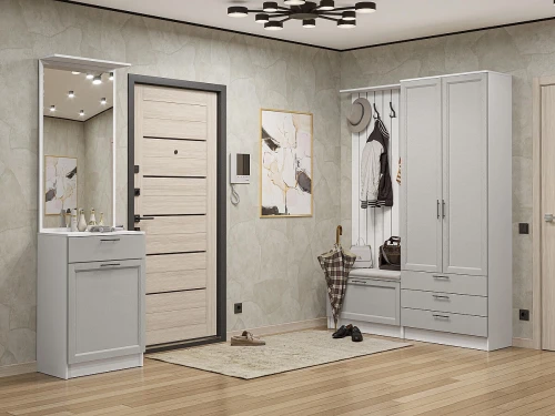Готовая прихожая Стиль-04 Grey Silkwood Белый