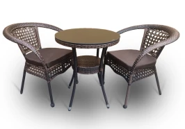 Комплект мебели стол Венеция + 2 кресла Руардин из искусственного ротанга Dark brown