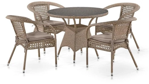 Комплект плетеной мебели Лион-1B T220CT/Y32-W56 Light brown 4Pcs