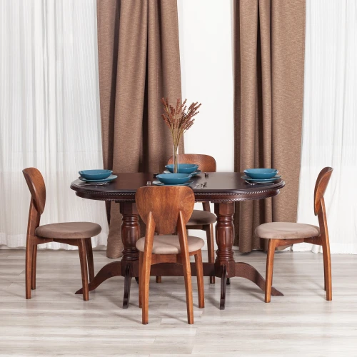 Стол COPPOLA бук, мдф, 140+40x80x77см, Tobacco, узор прямой