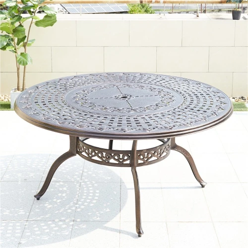 Стол круглый из литого алюминия ВУЛКАН “VOLCANO” D150 арт.6091