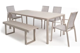 Столовая группа из алюминия GONZO со скамьей бежевая  Joygarden