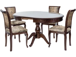 Обеденная группа (Стол Фабрицио-1 Glass и 4 стула Кабриоль), орех темный
