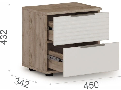 Тумба «Джулия» 2ящ, Крафт серый/белый глянец