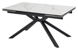 Стол ТАНГО 160 CALACATTA GOLD , керамика / Черный каркас, М-City
