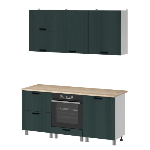 Готовая кухня МК Аленушка 1,8м Лотос Изумруд,скоба антрацит,сонома