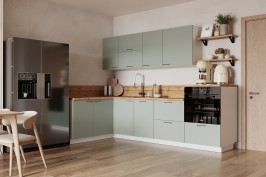 Готовая кухня КГ Угловой 1500х2700 (с пм) Эмаль, Олива  Арника РМ