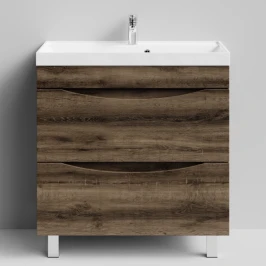 Тумба Лайт 80 напольный, Дуб крымский коричневый ПВХ 131005-9005 Vodok с раковиной в комплекте