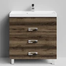 Тумба Орландо 80 напольный, Дуб крымский коричневый ПВХ 131005-9005 Vodok с раковиной в комплекте