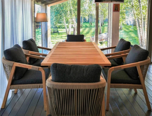 Обеденная группа LEONOREN каркас тик / стол тик 180