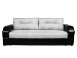 Диван еврокнижка Манчестер с подсветкой,  160 рогожка серая/экокожа черная