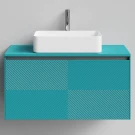 Тумба Соло 100, пример RAL 5021 Водная синь, матовая, 1 ящик, подвесной Vodok с раковиной в комплекте