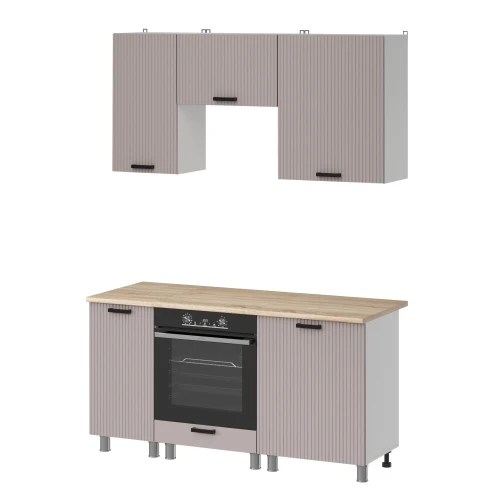 Готовый кухонный гарнитур МК Аленушка 1,6м в.5 Лотос Кашемир,скоба антрацит,сонома