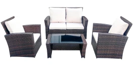 "Портленд" лаунж-зона из искусственного ротанга на 4 персоны, цвет коричневый