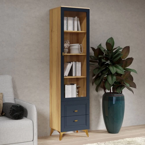 Шкаф-витрина Вега Сапфир, темно-синий