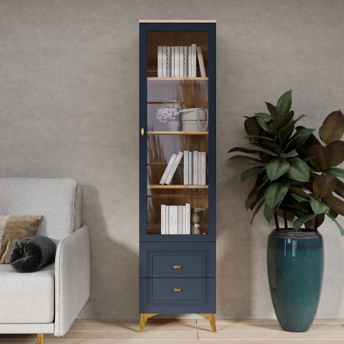 Шкаф-витрина Вега Сапфир, темно-синий