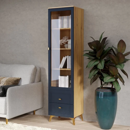 Шкаф-витрина Вега Сапфир, темно-синий