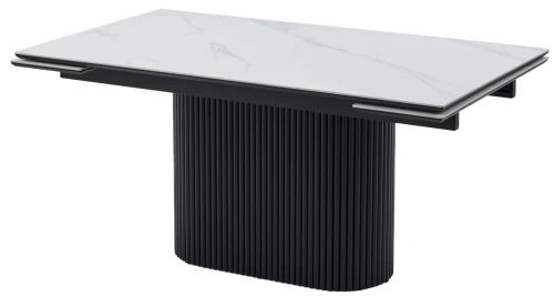 Стол АРИЯ 180 цвет Белый мрамор MATTE, керамика / Черный каркас