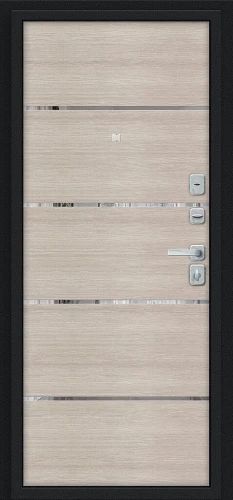 Входная дверь BRAVO Лайн/BChrome Букле черное/Cappuccino Melinga