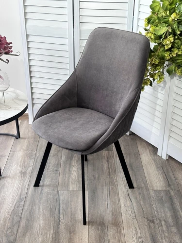 Стул CASA, 360 град. поворот. B28 Темно-серый, велюр / черный каркас, М-City