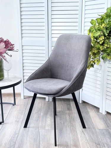 Стул CASA, 360 град. поворот. B28 Темно-серый, велюр / черный каркас, М-City