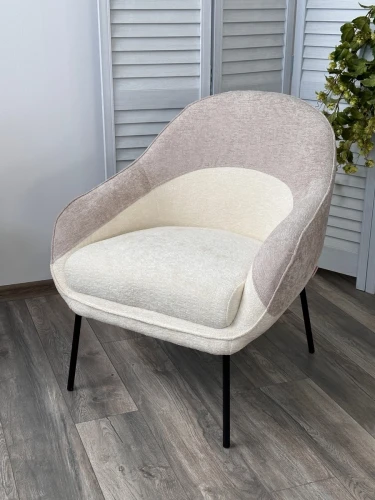 Кресло SION 3018-01 белый / 3018-10 бежевый, шенилл / черный каркас, ®DISAUR