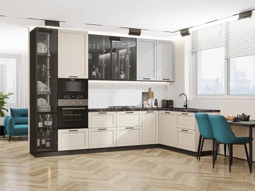 Кухонный гарнитур Нео-04 Grey Silk/Cream Silk