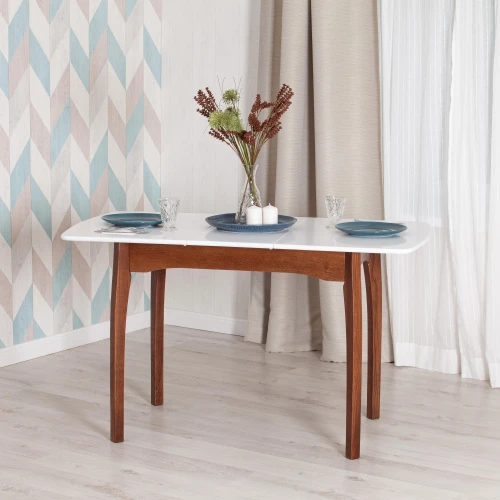 Стол CATERINA бук, мдф, 100+30x70x75, коричневый, белый