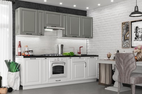 Кухонный гарнитур Ницца Royal 2500 Magnum/Blanco МДФ эмаль прямой