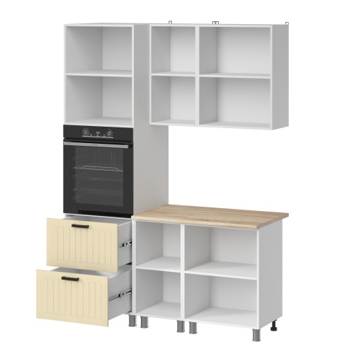 Готовая кухня МК Аленушка 1,6м ПД Орхидея Крем,скоба черный,сонома