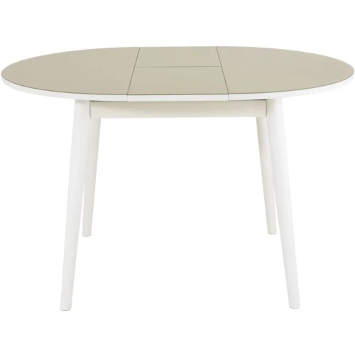 Стол «Ривьера» круг стекло капучино, белый прямые