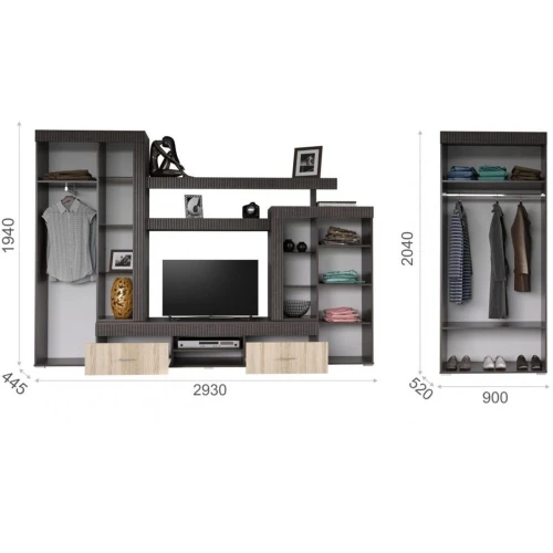 Шкаф «Марк» 2дв, венге/дуб сонома