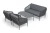 "Канны" лаунж-зона 4-местная (разборная) из роупа со столиком "Диего" цвета "серый гранит", роуп темно-серый круглый, ткань темно-серая
