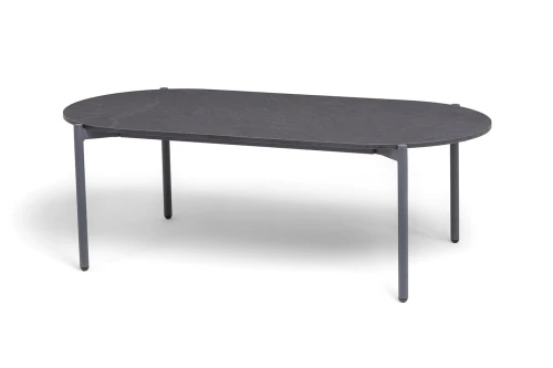 "Канны" лаунж-зона 4-местная (разборная) из роупа со столиком "Диего" цвета "серый гранит", роуп темно-серый круглый, ткань темно-серая