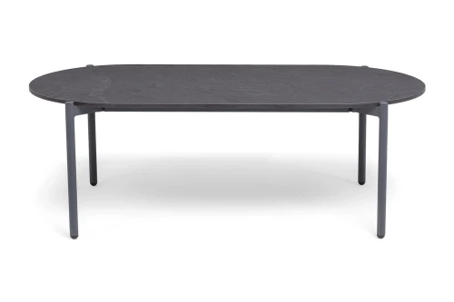 "Канны" лаунж-зона 4-местная (разборная) из роупа со столиком "Диего" цвета "серый гранит", роуп темно-серый круглый, ткань темно-серая