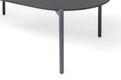 "Канны" лаунж-зона 4-местная (разборная) из роупа со столиком "Диего" цвета "серый гранит", роуп темно-серый круглый, ткань темно-серая