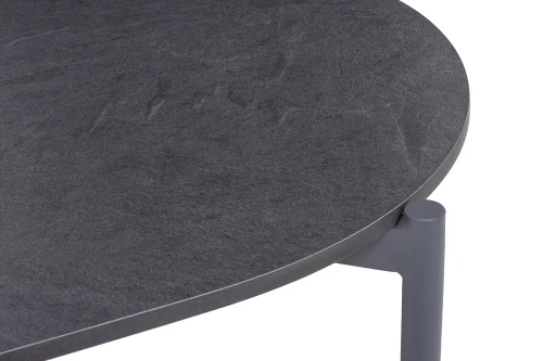 "Канны" лаунж-зона 4-местная (разборная) из роупа со столиком "Диего" цвета "серый гранит", роуп темно-серый круглый, ткань темно-серая