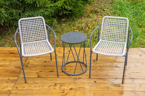 "Тунис" стул плетеный из роупа, каркас алюминий темно-серый (RAL7024), роуп светло-серый