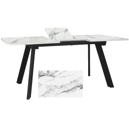 Стол LARSEN 138*83+40 Столешница закал стекло, Мрамор 21, каркас черный