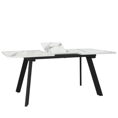 Стол LARSEN 138*83+40 Столешница закал стекло, Мрамор 21, каркас черный