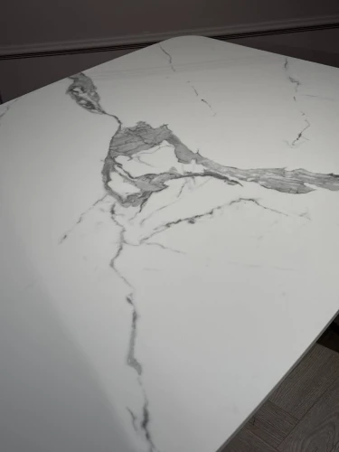 Стол обеденный Соар-2 F-1690,180х90х76 см, бело-серая керамика/хром серебро