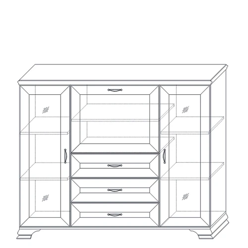 Шкаф низкий (2 стеклодвери) Сиена